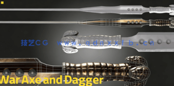 游戏斧头和匕首武器完整建模流程视频教程(图5)