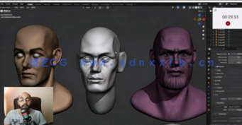 Blender头部面部数字雕刻技术训练视频教程(图2)