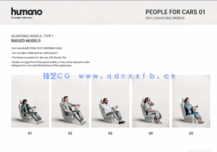 12个姿势3d人物Humano 3D - 2211 - People for cars(图2)