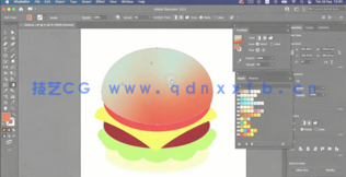 AI创建矢量逼真汉堡图标插图工作流程视频教程(图1)