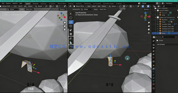 Blender游戏幻想刀剑武器低多边形模型完整制作视频教程(图2)