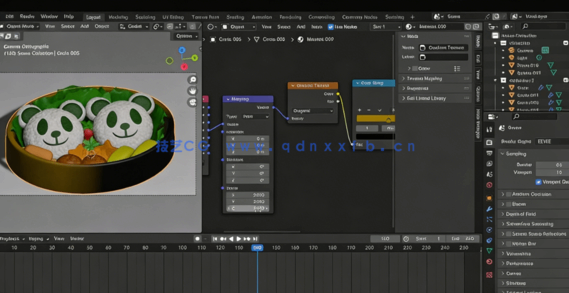 Blender熊猫便当模型制作工作流程视频教程(图6)
