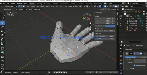  Blender手部低多边形建模技术视频教程(图5)