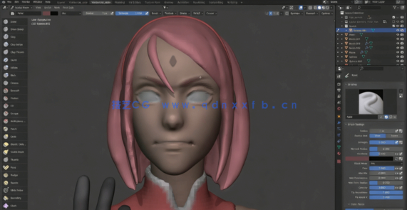 Blender《火影忍者》春野樱人物角色建模制作流程视频教程(图5)