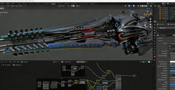 Blender 3D游戏武器VR设计工作流程视频教程(图4)