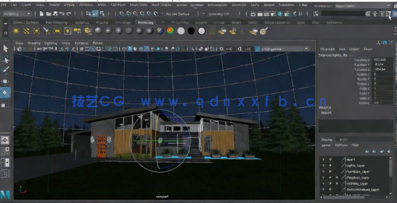 Maya外部照明和渲染改善建筑外观视频教程(图2)