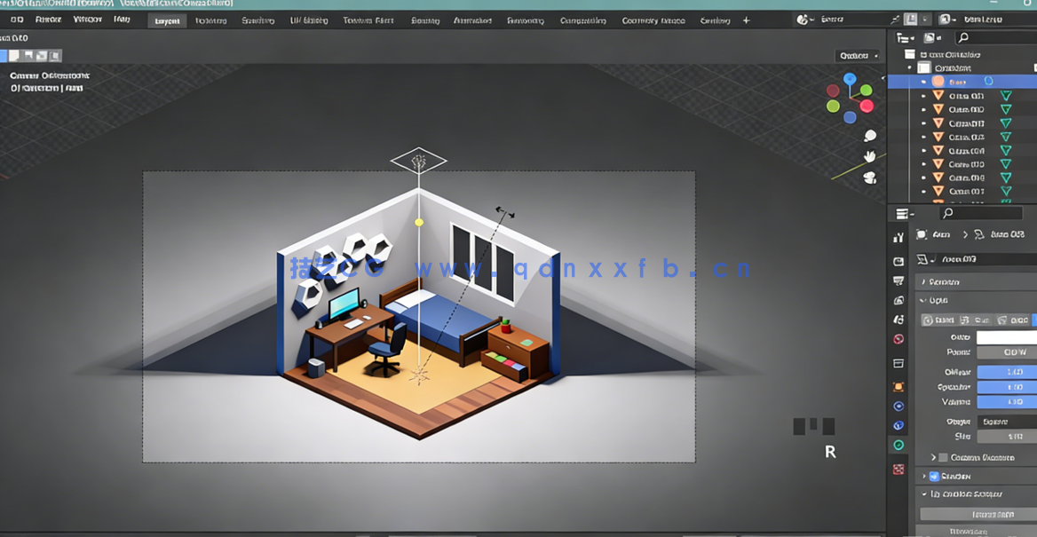 Blender 3.3中低多边形室内建模设计技术视频教程(图3)