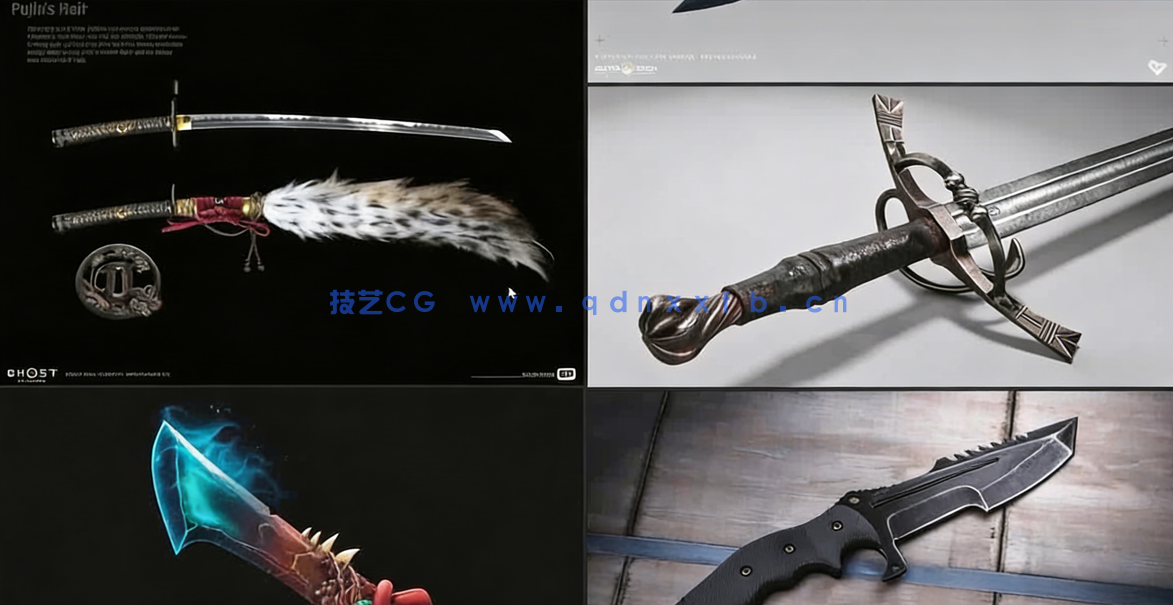 Blender禁忌之刃游戏武器硬表面建模制作视频教程(图3)