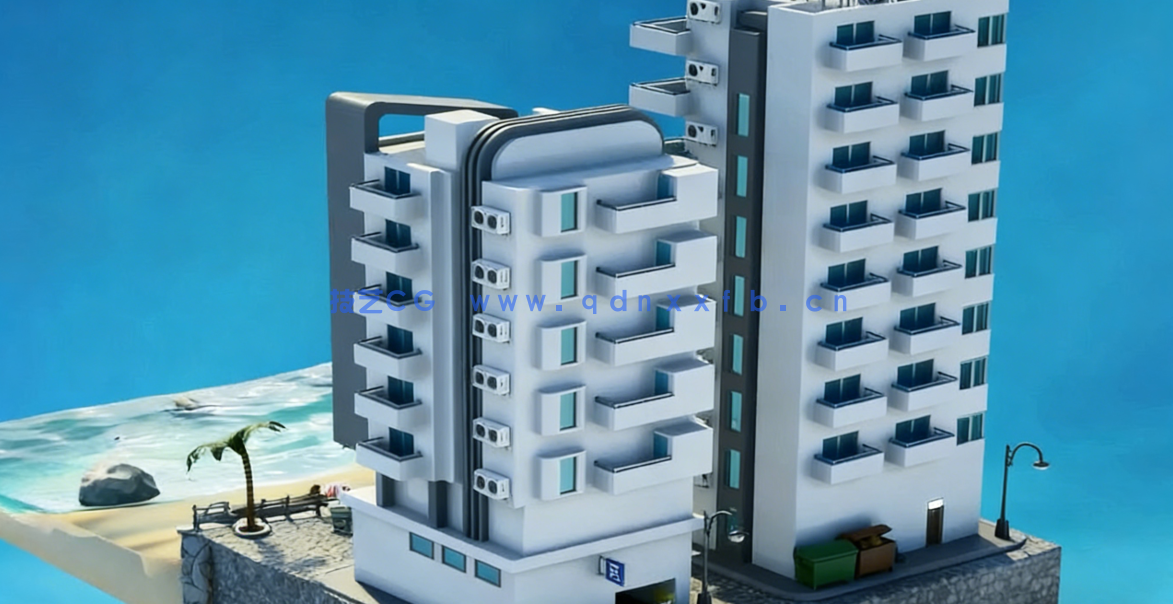 Blender热带酒店度假村场景完整制作流程视频教程(图5)