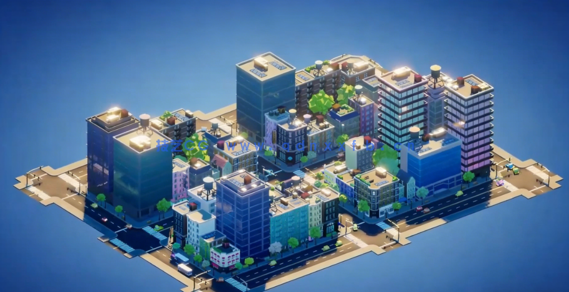 Blender可爱卡通风格城市大型场景制作视频教程(图3)