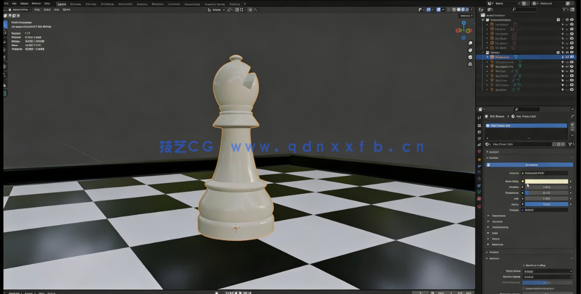 Blender国际象棋棋盘器具实例制作视频教程(图2)
