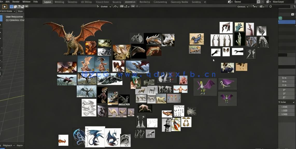 Blender龙模型3D雕刻实例制作工作流程视频教程(图6)