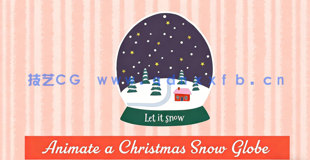 圣诞节雪球摆件数字绘画AI及PS后期动画处理(图4)