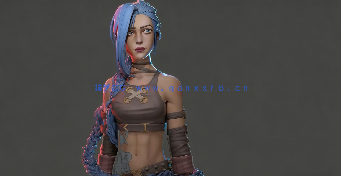 Blender英雄联盟游戏角色暴走萝莉·金克丝Jinx制作视频课程(图2)