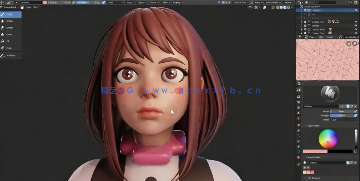 Blender我的英雄学院动漫角色丽日御茶子完整制作视频教程(图2)