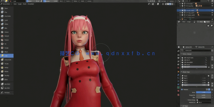 Darling in the Franxx动画Zero Two女性角色模型雕塑视频教程(图2)