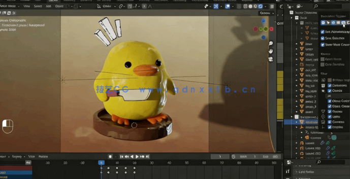 Blender卡通小黄鸭粘土动画实例制作视频教程(图6)