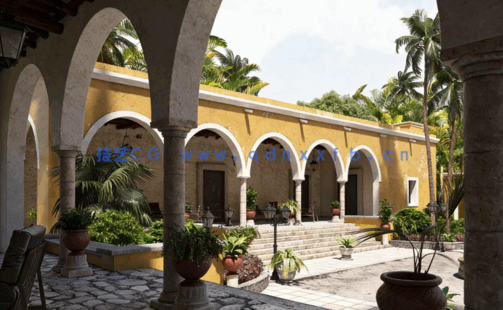 墨西哥庄园建筑室外场景3D模型Archexteriors Vol. 22(图1)