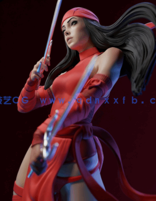 [3D打印人物] 艾丽卡·纳奇奥斯Elektra《夜魔侠》漫威角色雕刻手办3D打印模(图3)