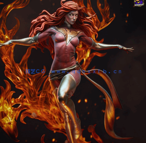 [3D打印人物] 黑凤凰Dark Phoenix《X战警》漫威角色雕刻手办3D打印模型(图2)