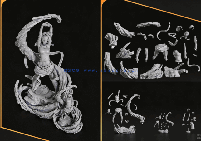 [3D打印人物] 莉库Rikku《最终幻想X》游戏角色雕刻手办3D打印模型(图4)