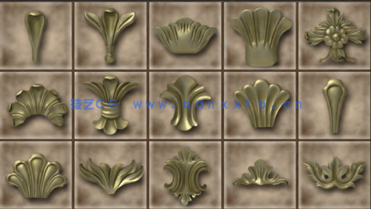 [室内设计] 250组装饰性浮雕花纹边框室内设计高品质3D模型合集(图4)