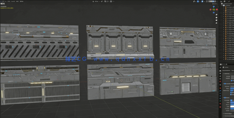 [室内设计] 科幻建筑墙壁PBR面板3D模型(图3)