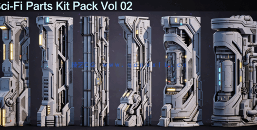 [室内设计] 未来建筑科技飞船真实质感柱子3D模型(图2)