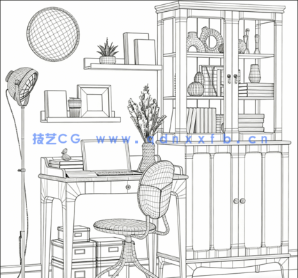 [室内设计] 宜家家庭办公场所家具室内设计3D模型(图1)