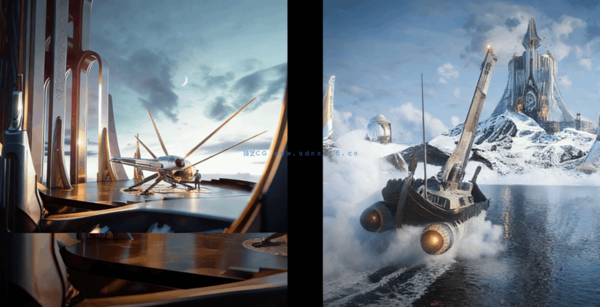 [建筑景观] 新阿斯加德北欧神话奇幻建筑环境场景3D模型(图3)