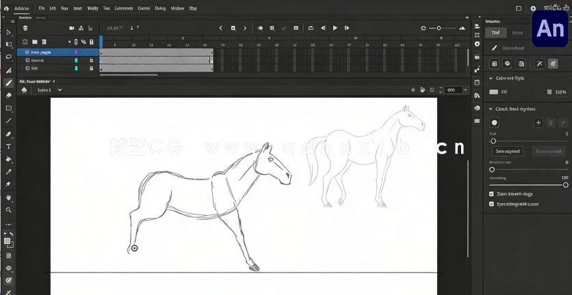 Adobe Animate动物行走奔跑姿态动画制作视频教程(图2)