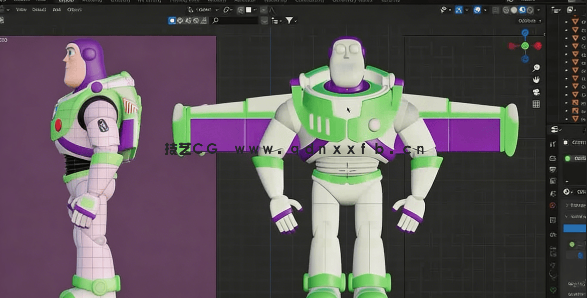 Blender玩具总动员动画巴斯光年角色建模视频教程 (图4)