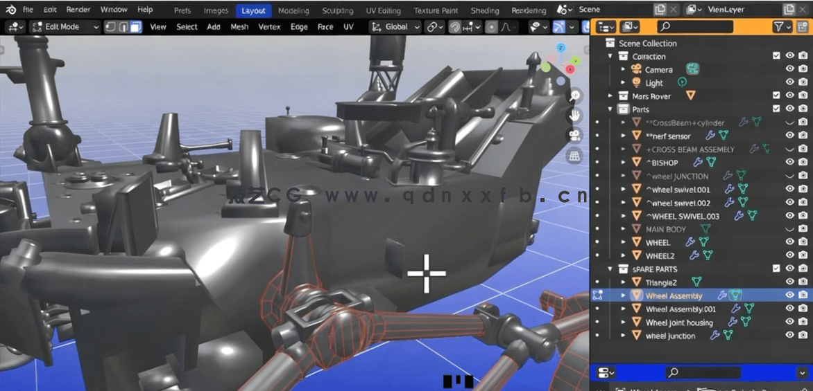 Blender 3D火星车探测器建模完整制作流程视频教程 (图4)
