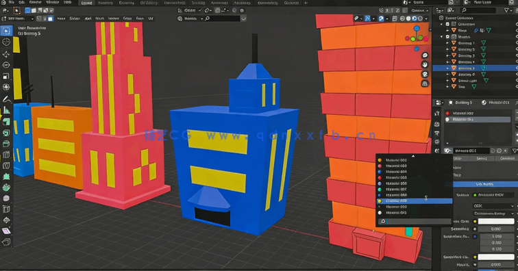Blender初学者创建3D卡通城市视频教程 (图4)