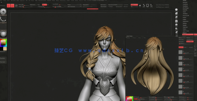 ZBrush人物角色头发发型雕刻实例训练视频教程(图4)