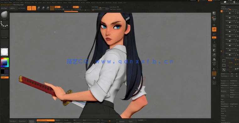 ZBrush游戏角色流行时尚发型实例制作训练视频教程(图4)