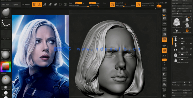 黑寡妇人物角色程数字雕刻完整制作流程视频教程 (图4)
