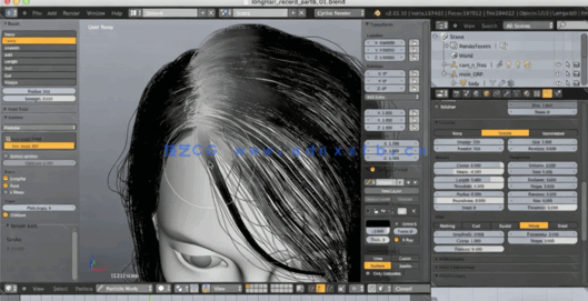 Blender逼真女性头发造型实例制作视频教程(图6)