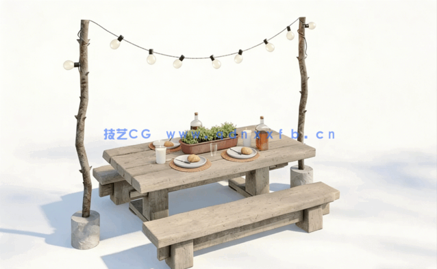 庭院桌子椅子架子3D模型 Evermotion – Archmodels Vol.220(图1)