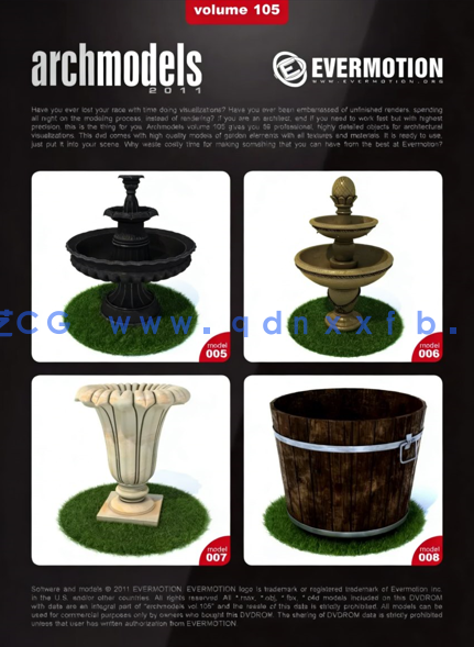 花园喷泉植物椅子3D模型 Evermotion Archmodels vol.105(图2)