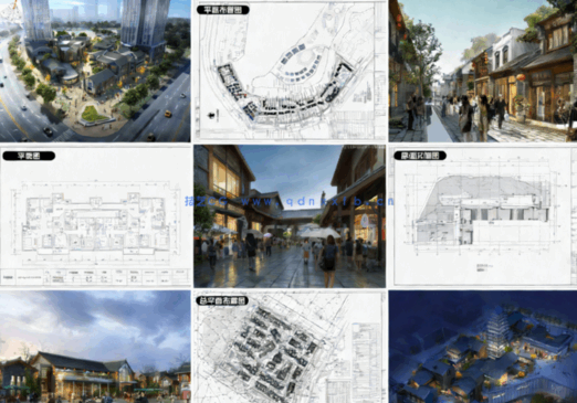 18套商业街CAD步行街CAD商业综合体CAD商业街景观CAD商业街建筑CAD商业街效果图(图1)