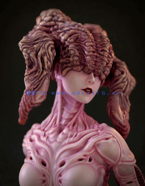 [3D打印人物] 暗黑异形女王人物角色雕刻手办3D打印模型(图1)