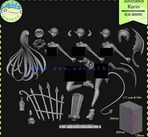 [3D打印人物] 角楯花凛Kakudate Karin《蓝色档案》游戏角色雕刻手办3D打印(图5)