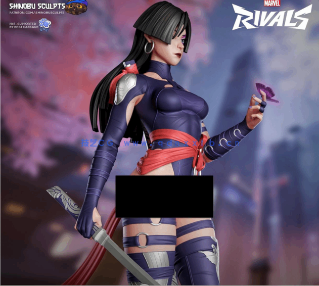 [3D打印人物] 灵蝶Psylocke持剑站姿漫威人物角色雕刻手办3D打印模型(图1)