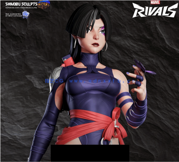 [3D打印人物] 灵蝶Psylocke持剑站姿漫威人物角色雕刻手办3D打印模型(图2)