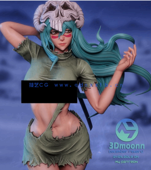 [3D打印人物] 妮莉艾露Nelliel站姿《死神》动漫角色雕刻手办3D打印模型(图2)