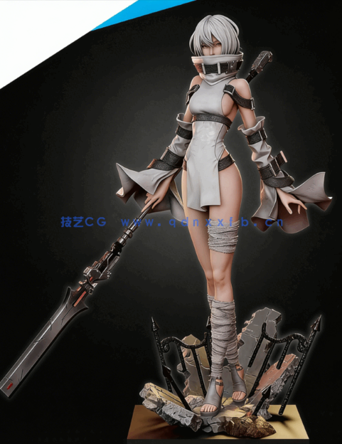 [3D打印人物] 封印少女Noelle《尼尔：机械纪元》游戏角色雕刻手办3D打印模(图2)