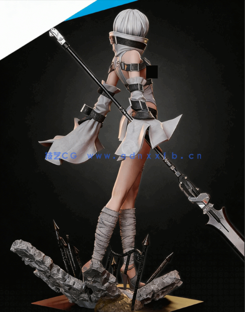 [3D打印人物] 封印少女Noelle《尼尔：机械纪元》游戏角色雕刻手办3D打印模(图4)