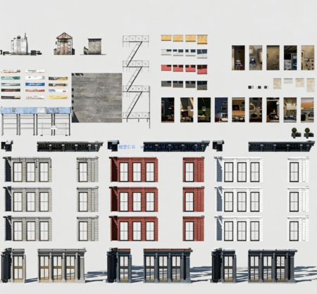 [建筑景观] 高楼大厦现代城市建筑景观模块化3D模型库(图1)