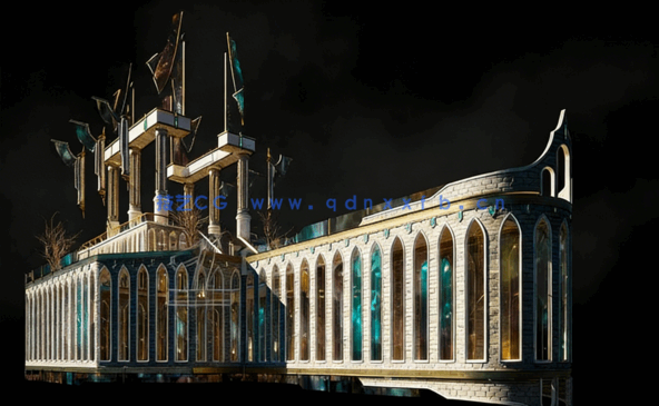 Kitbash3D-Elysium[极乐世界3d模型]空中神秘 精灵城堡 悬浮庭院(图2)